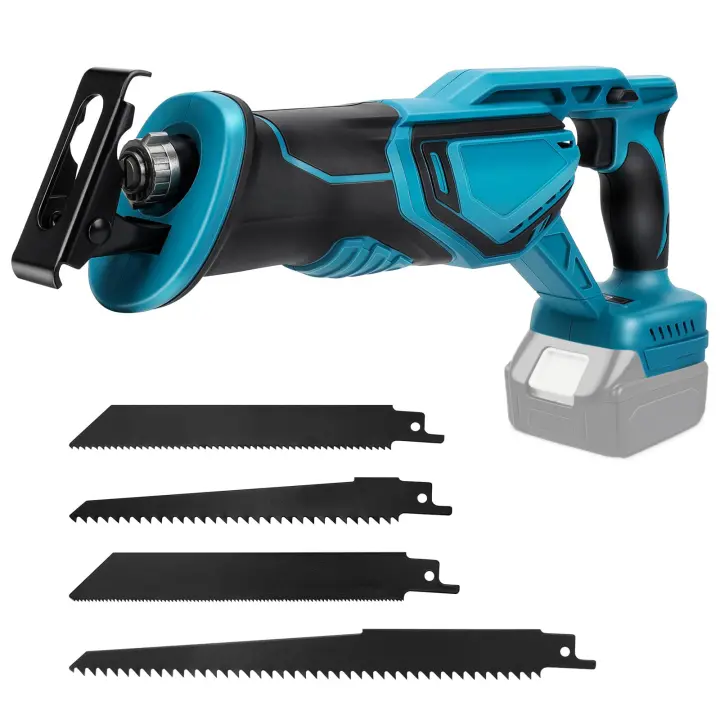 Sierra eléctrica sin escobillas de 18V, sierra eléctrica para madera, Metal, PVC, materiales de tubería, corte con 4 Uds.Apto para baterías Makita - 1