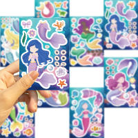 Puzle De Mermaids Princesa 8/16/24 Pcs Pegatinas Lindas Para Niños DIY Juguete Armar Rostro Resistente Al Agua Regalos De Fiesta - details 7