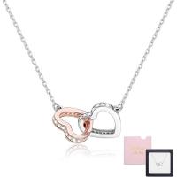 Collar de Plata de Ley 925, collar de Corazón con corazón para Mujer, Cadena con Colgante de Corazón de Oro Rosa y Plata 925 - details 4