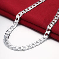 Collar De Plata Clásico Para Hombres 20/24 Pulgadas Cadena De 8MM Joyería De Lujo Para Bodas Y Regalos De Navidad - details 4