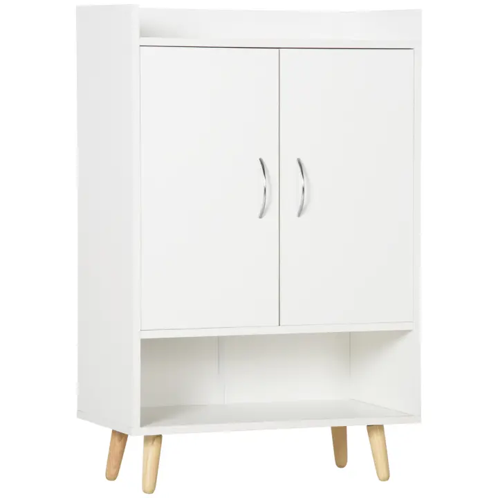 HOMCOM Mueble Zapatero de 2 Puertas Moderno Armario Auxiliar para 12 Pares de Zapatos con 4 Estantes para Recibidor Salón Dormitorio 60x30x92 cm Blanco - 1