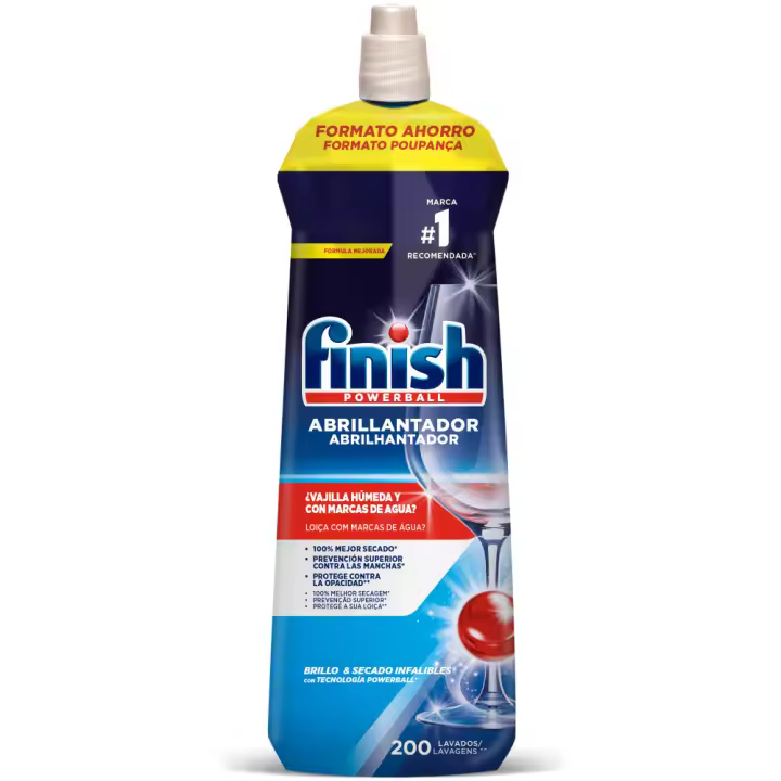 Finish ABRILLANTADOR REGULAR, Vajilla Seca, Resultado Brillante, Previene Marcas de Agua, Elimina Restos de Cal, Infalible, Profesional - 1
