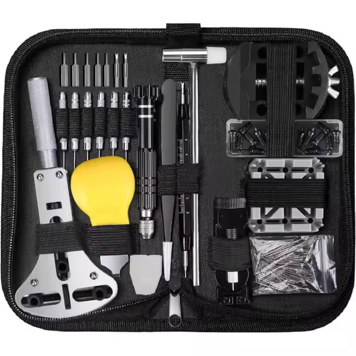 Juego de herrajes para relojero, 153 piezas, herramienta profesional para Reloj, abridor de Caja ajustable de mayor tamaño, removedor de pasadores, desatornillador, pulsera, Cambio de badería, juego de herrajes para la mayoría de los relojes - 1