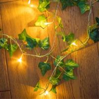 Cadena De Luces De Hojas Verdes Falsas 2M Con 20 LED Luz De Navidad Impermeable Y Alimentada Por Batería Para Decoración De Pared Y Casa - details 9
