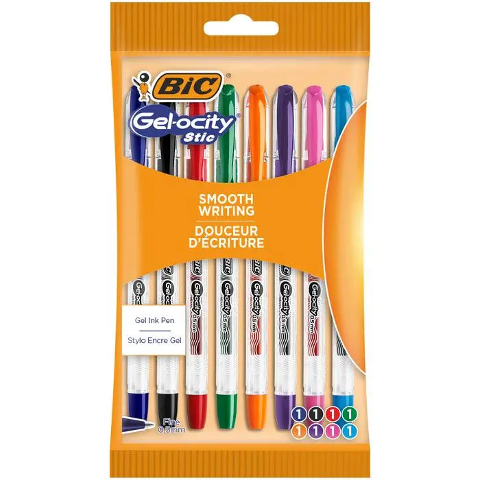 BIC Bolígrafos Gel Gelocity Stic - Pack 8 Colores Surtidos 0.5mm - 1