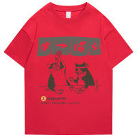Camiseta De Hombre Estilo Harajuku Japonés Divertida Con Gato Bebido Algodón Verano 2023 Dibujos Animados Camiseta Unisex Hip Hop Tops - details 8