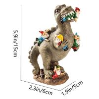 Estatua De Jardín Dinosaurio Comiendo Gnome Figuras De Resina Divertidas Para Decoración De Patio Jardín Y Césped Escultura De Animal - details 4