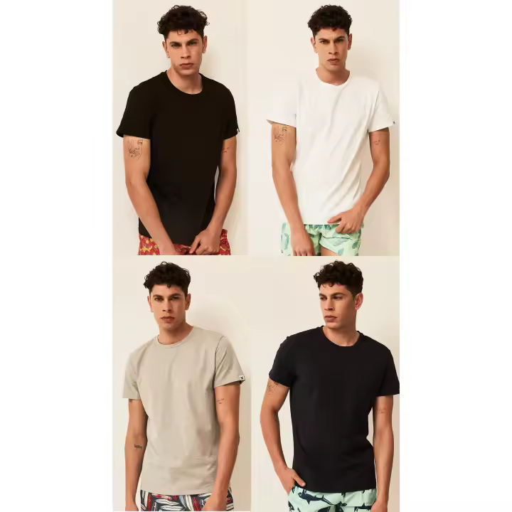DOUBLE M Pack 4 Camiseta Manga Corta Hombre Colores diferente Cuello Redondo, comodo, depotivo, algodon - 1