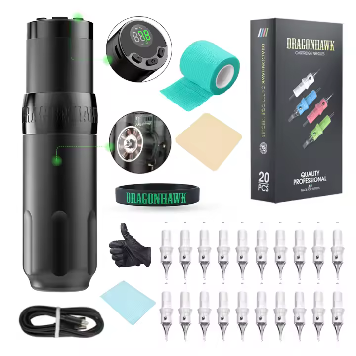 Kit De Tatuaje Dragonhawk X5 Con Motor Sin Escobillas 4.0mm Batería Inalámbrica Máquina De Tatuaje Set De 1001RL Y 1201RL - 1