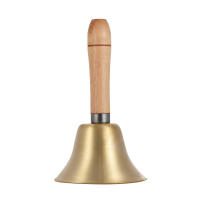 Campana De Mano De Latón Con Mango De Madera Para Advertencia Sonora Fuerte Decoración De Boda Festival Alarma De Escuela Línea De Comida - details 0