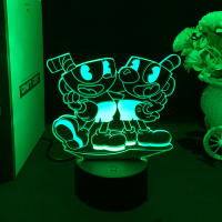 Lámpara De Noche LED 3D Figura De Juego Cuphead Mugman Decorativa Para Dormitorio De Niños Iluminación De Mesa Regalo De Cumpleaños Y Navidad - details 1