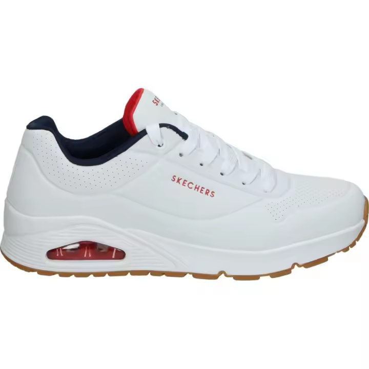 SKECHERS | Zapatillas Skechers Uno Stand On Air para Hombre – Deportivas en Color Blanco con Detalles – Sneakers con Cordones – Air Cooled Memory Foam – Skech Air – Cómodas y Versátiles – Modelo 52458-WNVR - 1