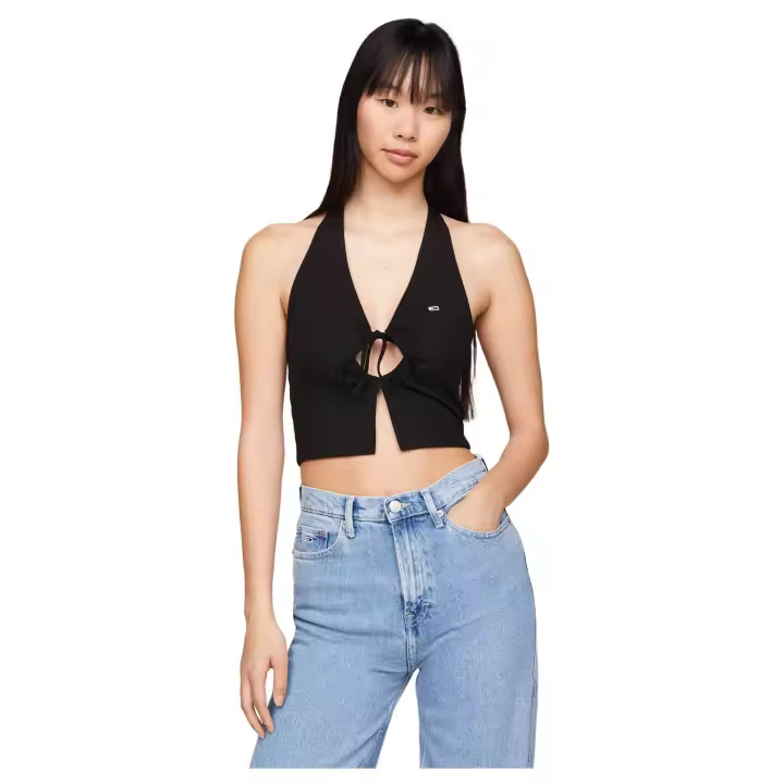 Top Tommy Hilfiger Gathering Halter para mujer en color negro - 1