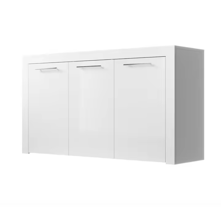 MB Muebles Bonitos - Aparador de salón, 144x80x42cm, Blanco y Gris Brillo, 3 puertas, Modelo Nelia - 1