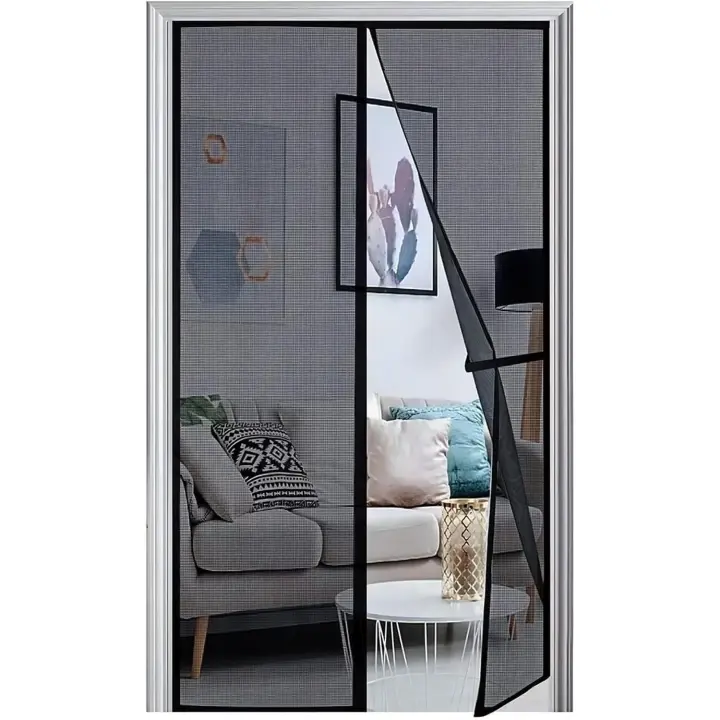 Panngu Magnetic mosquito net for balcony door, 115 x 205 cm, reinforced, no drilling, black - 1