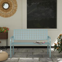 Banco de Jardín de 2 plazas, Banco de Jardín con respaldo y reposabrazos, Banco de Parque para 240 kg, Banco de balcón, Jardín, 127x63x85 cm, azul - details 4