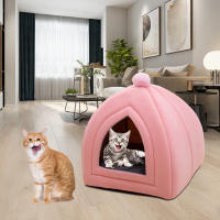 Cama De Gato Lindo Casa De Perro Semi-Cerrada Sofá Nido De Velours Lavable Caliente Y Cómoda Para Perros Pupusas En Interiores Y Exteriores - details 4