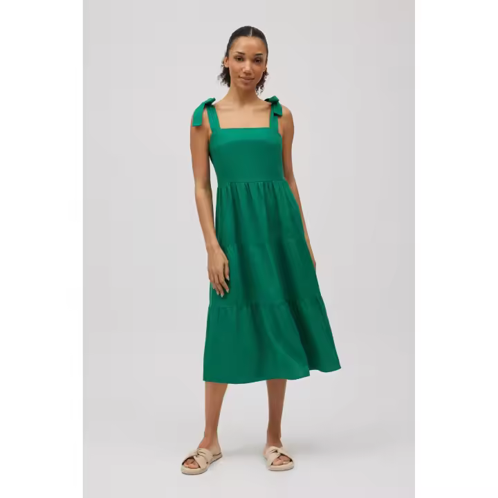 Ysabel Mora - Vestido midi con lino tirantes anchos verde - 1