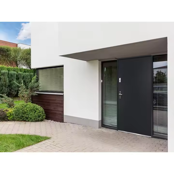 Vente-unique - Puerta de entrada de acero Alt. 207 x Ancho 100 cm antracita - se abre hacia la derecha AGUEDA - 1