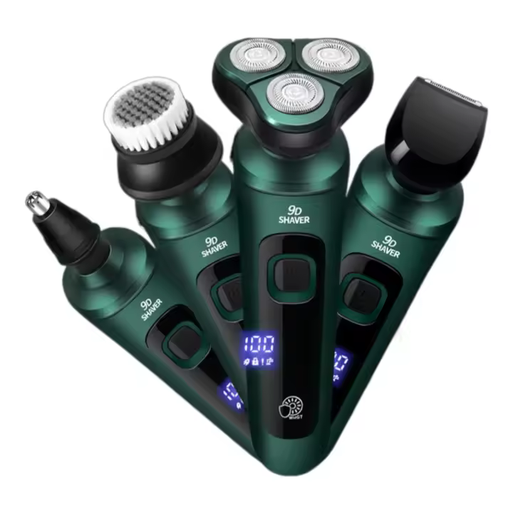 Afeitadora eléctrica para hombres, húmeda y seca, afeitadora eléctrica inalámbrica recargable con recortador de patillas, IPX7 resistente al agua, adecuada para viajes. - 1