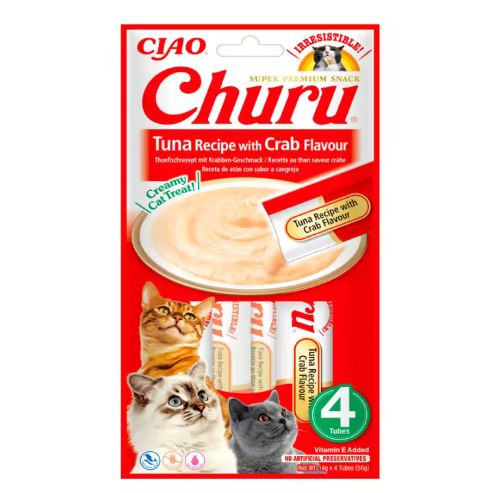 Churu Receta de Atún con Cangrejo Snacks para Gatos (12x4x14gr) - 1