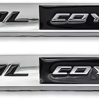 2 piezas de metal 5.0L Coyote Logo Emblema 3D 5.0 ​​Insignia Racing Sport Pegatina Turbo Calcomanía de repuesto para maletero de coche para vehículo universal (cromado y negro) - 1