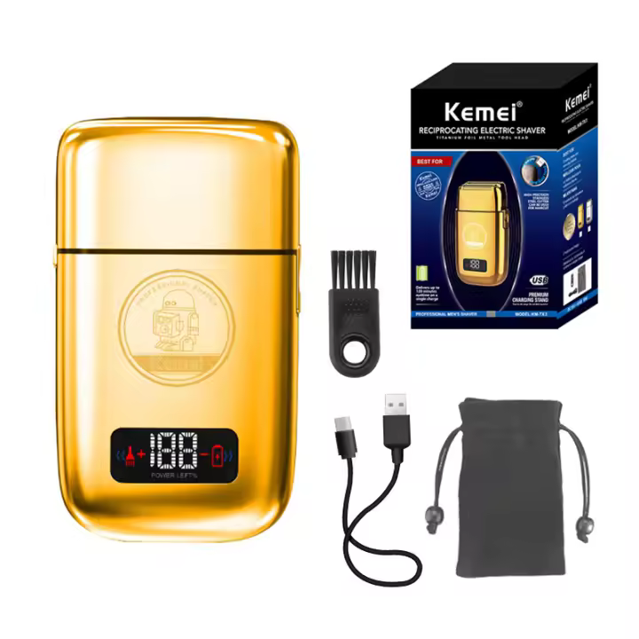 Afeitadora Eléctrica Kemei Para Hombres Cuchilla Doble Recargable Corte Flotante Afeitadora De Barba Y Rostro Con Trimmer De Pelo - 1