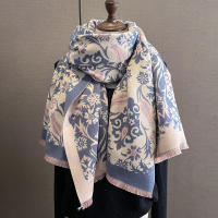 Poncho De Cashmere Floral Impresión Para Mujer Bufanda De Lujo Cálida Pashmina Viaje Chal Envoltura Estilo Elegante 2023 - details 6