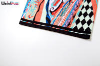 Vestido Colorido Y Vintage Para Mujer Con Estampado De Gato Extraño Manga Larga Cuello Redondo Elástico Ajustado De Tendencia 2023 Para Otoño Streetwear Festival - details 7