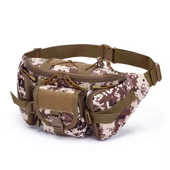 Bolsa De Cintura Para Hombres Impermeable Táctica Con Sistema MOLLE Y Patrón De Camuflaje Para Caza Senderismo Y Escalada Bolsa De Teléfono Móvil De Nylon Bolsa De Combate - 1