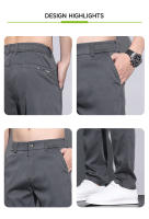 Pantalones Casuales Para Hombre Lyocell Fibra Verano Malla Suave Transpirable Elástica Slim Straight Negro Gris Talla Media - details 4