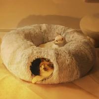 Cama De Gato De Peluche Con Tunnel Multifuncional Para Gatos De Interior Peephole Donut Fluffy Con Tunnel Cama Para Gatos Interior - details 0