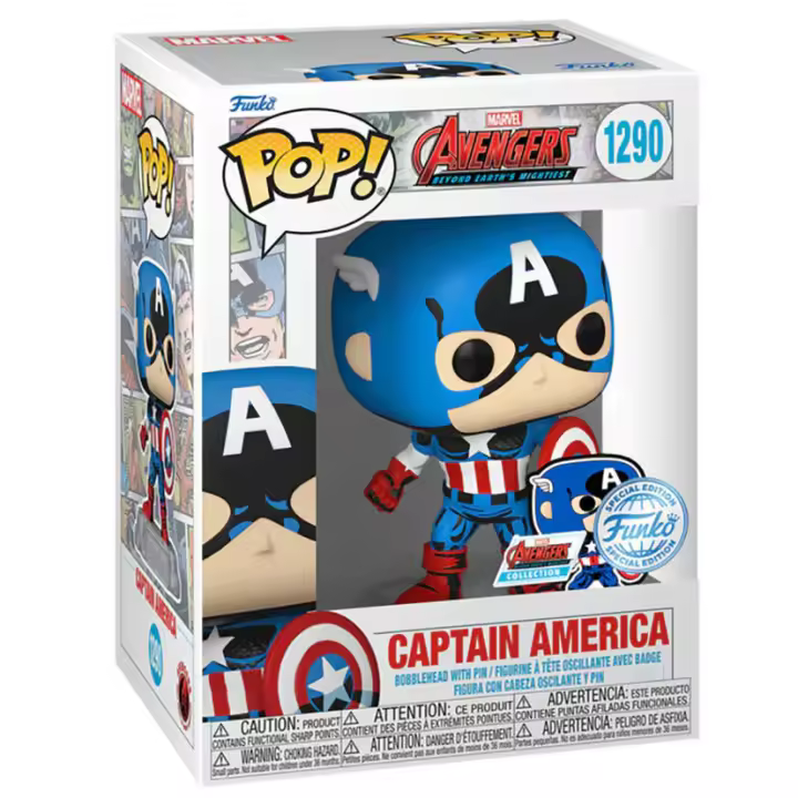 Funko Pop Marvel A60 - Comic Capitan America Con Pin-Figura de Vinilo Coleccionable - Idea de Regalo- Mercancia Oficial - Juguetes para Niños y Adultos - Movies Fans - Muñeco para Coleccionistas y Exposición - 1