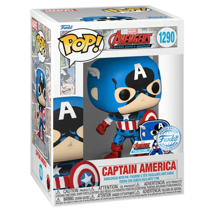 Funko Pop Marvel A60 - Comic Capitan America Con Pin-Figura de Vinilo Coleccionable - Idea de Regalo- Mercancia Oficial - Juguetes para Niños y Adultos - Movies Fans - Muñeco para Coleccionistas y Exposición - 1