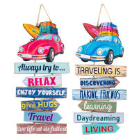 CAPRILO REGALOS & DECORACIÓN  Set de 2 Adornos Pared Decorativos de Madera "Coches Surferos-Letreros". Cuadros y Apliques. Muebles Auxiliares. Decoración Hogar. Verano. Regalos Originales. 30 x 1 x 61 cm - details 0