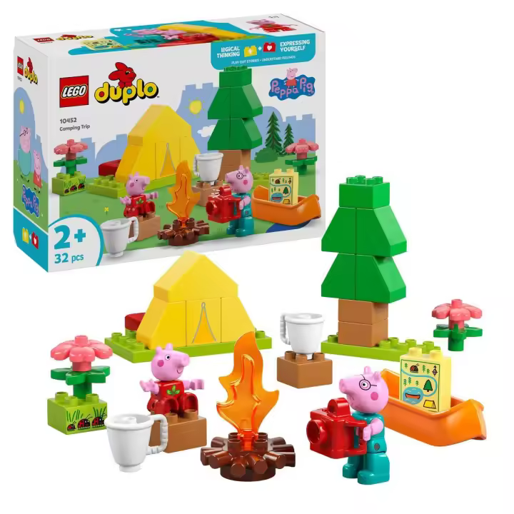 LEGO 10452 DUPLO Peppa Pig Excursión Campestre Juego con Canoa de Juguete, Desarrolla la Motricidad Fina y Fomenta el Juego Creativo, Regalo para Bebés a partir de 2 Años - 1