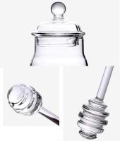 300ml Tarra de miel con cuchara y tapa de vidrio Miel olla con cazos de vidrio resistente al calor dispensador de miel de vidrio Containe - details 0