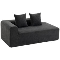 HOMCOM Sofá de 2 Plazas de Chenilla, Sofá de Salón, 2 Almohadas, Asiento con Muelles, No Requiere Montaje, para Dormitorio, Despacho, 171,5x91,5x83 cm, Gris Oscuro - details 0