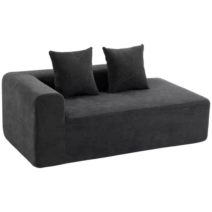 HOMCOM Sofá de 2 Plazas de Chenilla, Sofá de Salón, 2 Almohadas, Asiento con Muelles, No Requiere Montaje, para Dormitorio, Despacho, 171,5x91,5x83 cm, Gris Oscuro - 1