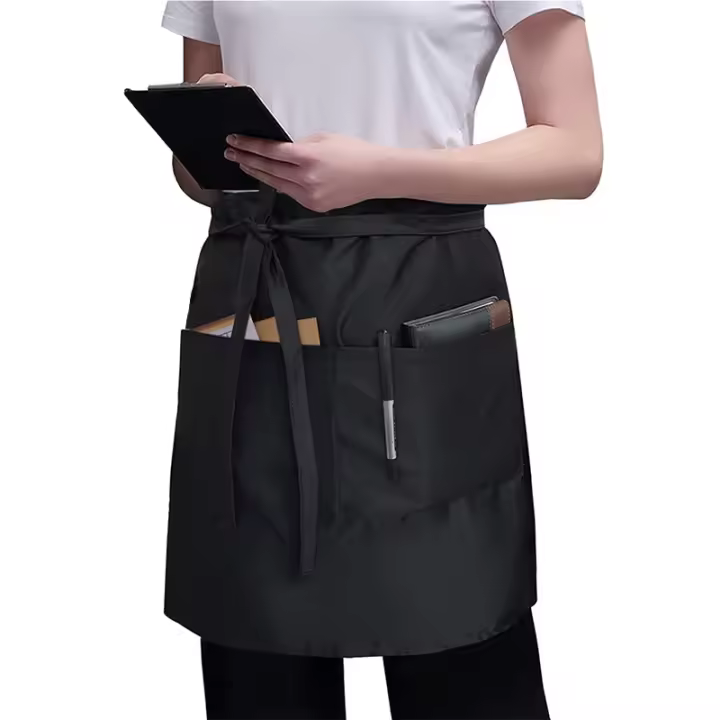 Delantal de Camarero Negro impermeable y anticrustante para el trabajo de cocina de hostelería delantal de Medio longitudinal - 1