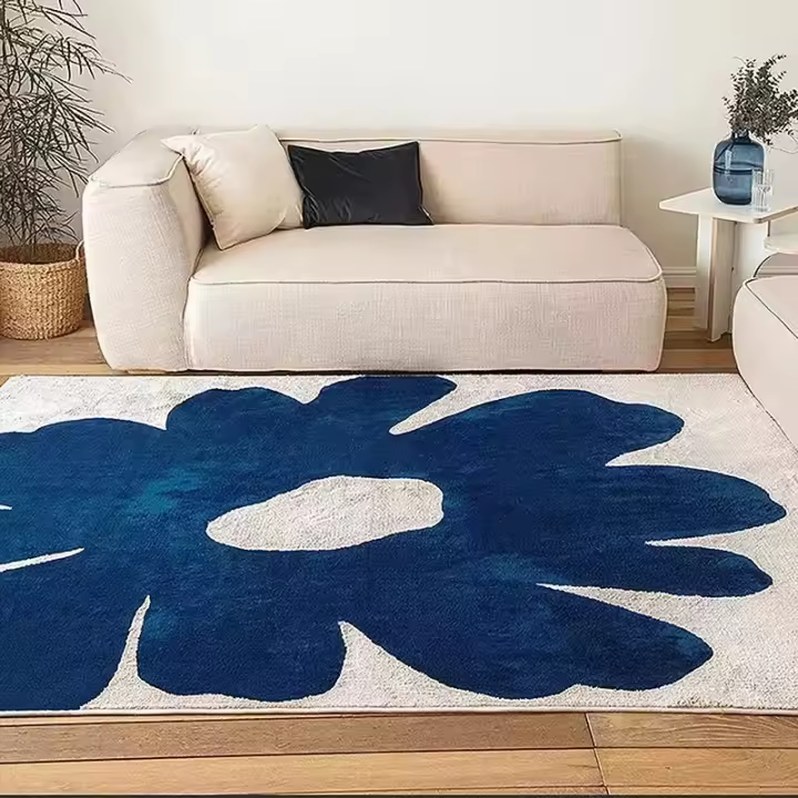 Carpetas Grandes De Área Azul Klein Para Sala De Estar Cómodas Suaves Para Dormitorio Decoración Moderna Hogar Aesthetic Para Mesa De Café - 1