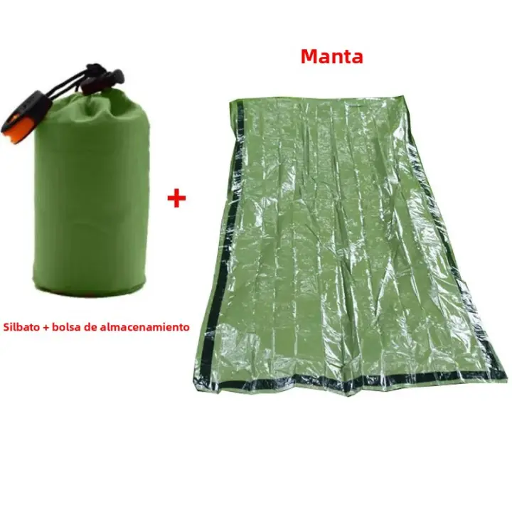 Bivouac Impermeable Portátil Para Sobrevivencia Emergencia Saco De Dormir Equipamiento De Camping Y Senderismo Kit De Rescate Con Manta Térmica Mylar - 1