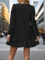 Vestido De Mujer Para Otoño E Invierno Con Mangas Largas Cuello Redondo Jacquard Casual Moda Sudadera Para Streetwear - details 2