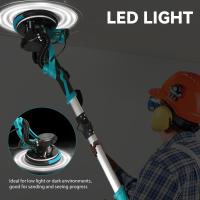 Lijadora de Pared, 1250W Lijadora de Techo con Sistema Automático de Recogida de Polvo, 5 Velocidades Ajustables, Luz LED, Mango Plegable Extensible, Lijadora Eléctrica para Yeso con 6 Discos de Lijado y Bolsa de Absorción de Polvo - details 6
