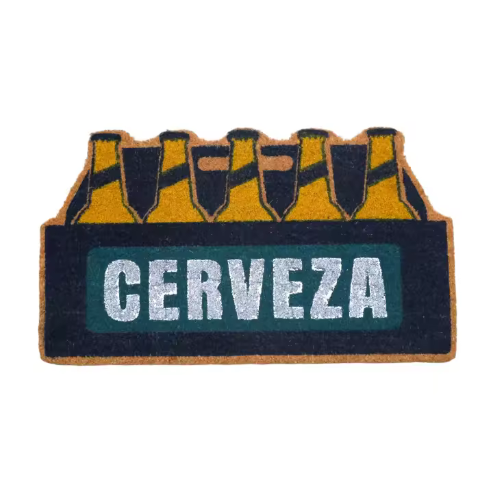 DISTRIBUX Felpudo Caja de cerveza Para Puerta Entrada de Casa Base Goma Antideslizante Material Fibra de Coco 100% Natural Decoración Hogar 40 x 70 cm Alfombrilla Fibra de Coco Original y Divertida - 1