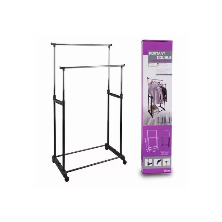 Perchero de metal doble con ruedas 70 x 42 x145 cm URBAN LIVING Raíz Inicio Almacenaje Organizadores Hogar - 1