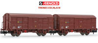 ARNOLD - SET 2 VAGONES CERRADOS TIPO J2 RENFE COLOR ROJO OXIDO - ESCALA N (1/160) - ARNOLD HN6523 - details 0