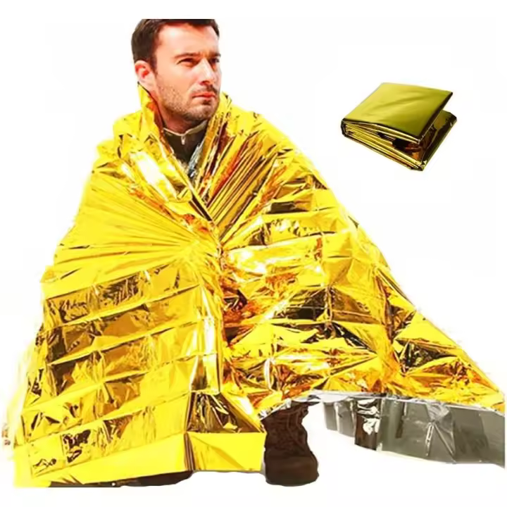 Manta de emergencia de doble cara de Plata Dorada, Manta de Rescate exterior extragrande, Manta Térmica impermeable desmontable de 160x210 cm para senderismo, acampada, supervivencia, botiquín de Primeros Auxilios, manualidades (paquete de 5). - 1