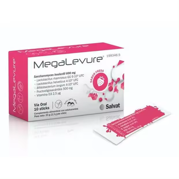 Salvat MEGALEVURE 10 STICKS SABOR FRESA para Cuidado Digestivo - 1