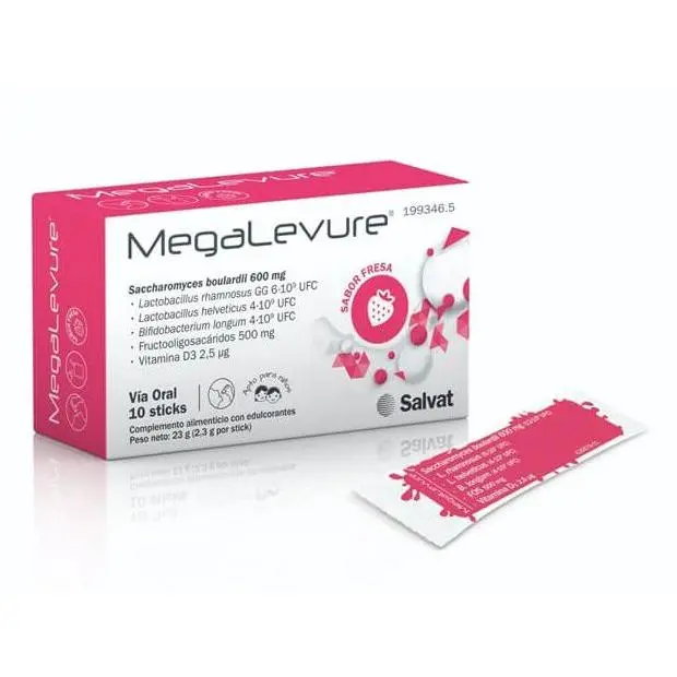 Salvat MEGALEVURE 10 STICKS SABOR FRESA para Cuidado Digestivo - 1
